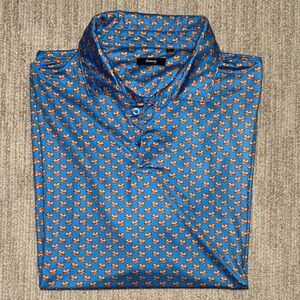 Breezy Golf Mens XXL Blue Bagel Lox Short Sleeve Golf Polo Shirt Performance